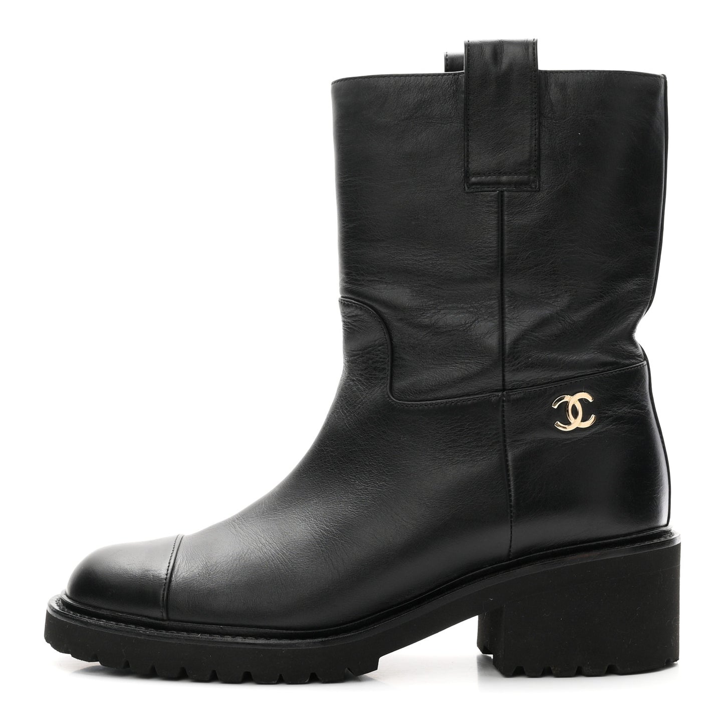 Calfskin CC Ankle Boots 37.5 Black