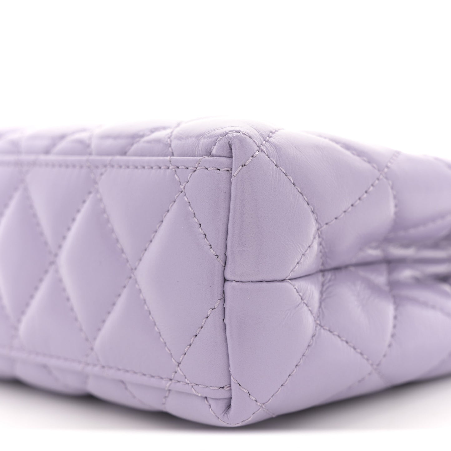 Shiny Aged Calfskin Quilted Nano Kelly Shopper Lilac