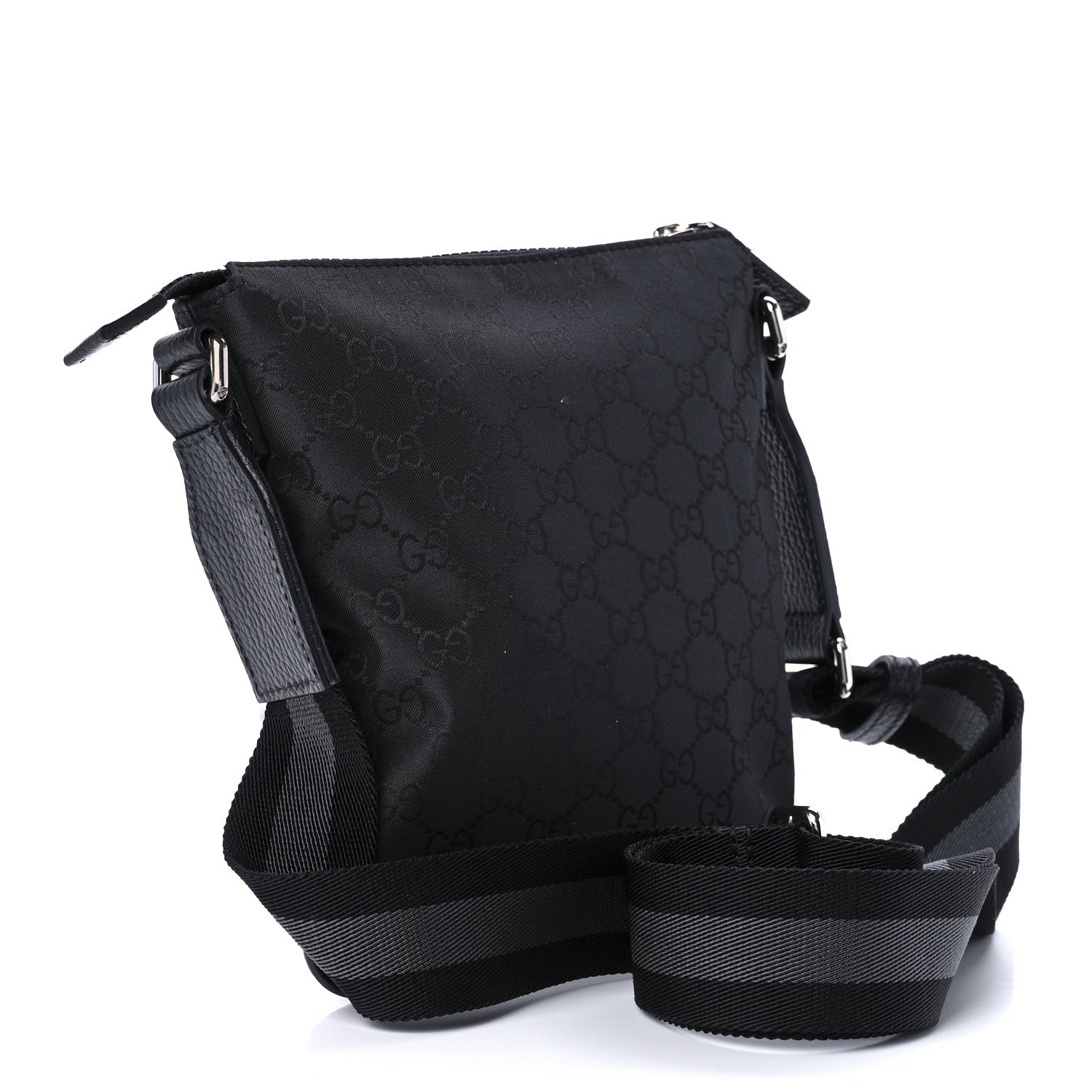 Gucci Nylon Monogram Mini Flat Messenger Bag Black 2 of 9