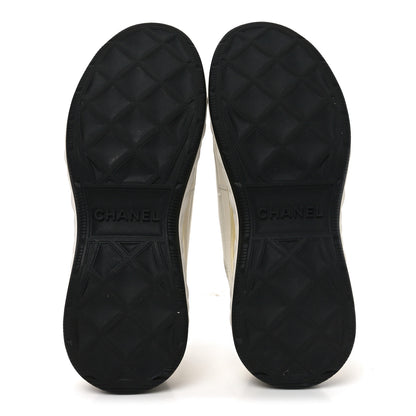 Chanel Velvet Calfskin Mixed Fibers CC Sneakers 37 Ivory Black 7 of 9