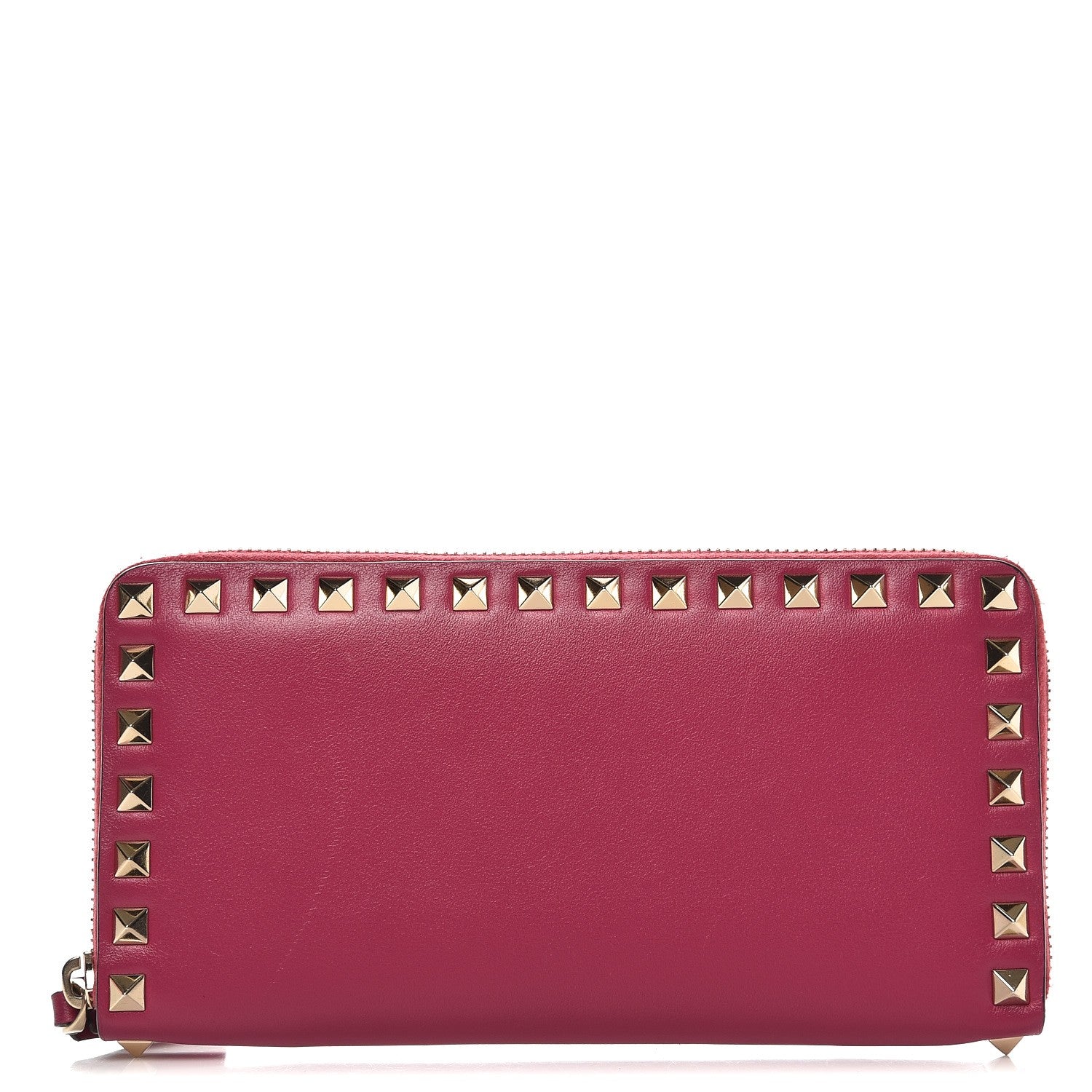 Valentino Garavani Calfskin Rockstud Zip Around Wallet Deep Cyclamin 1 of 9