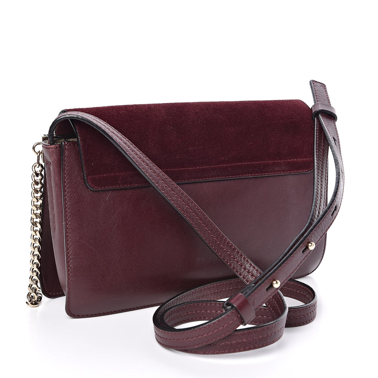 Suede Calfskin Small Faye Shoulder Bag Plum Purple