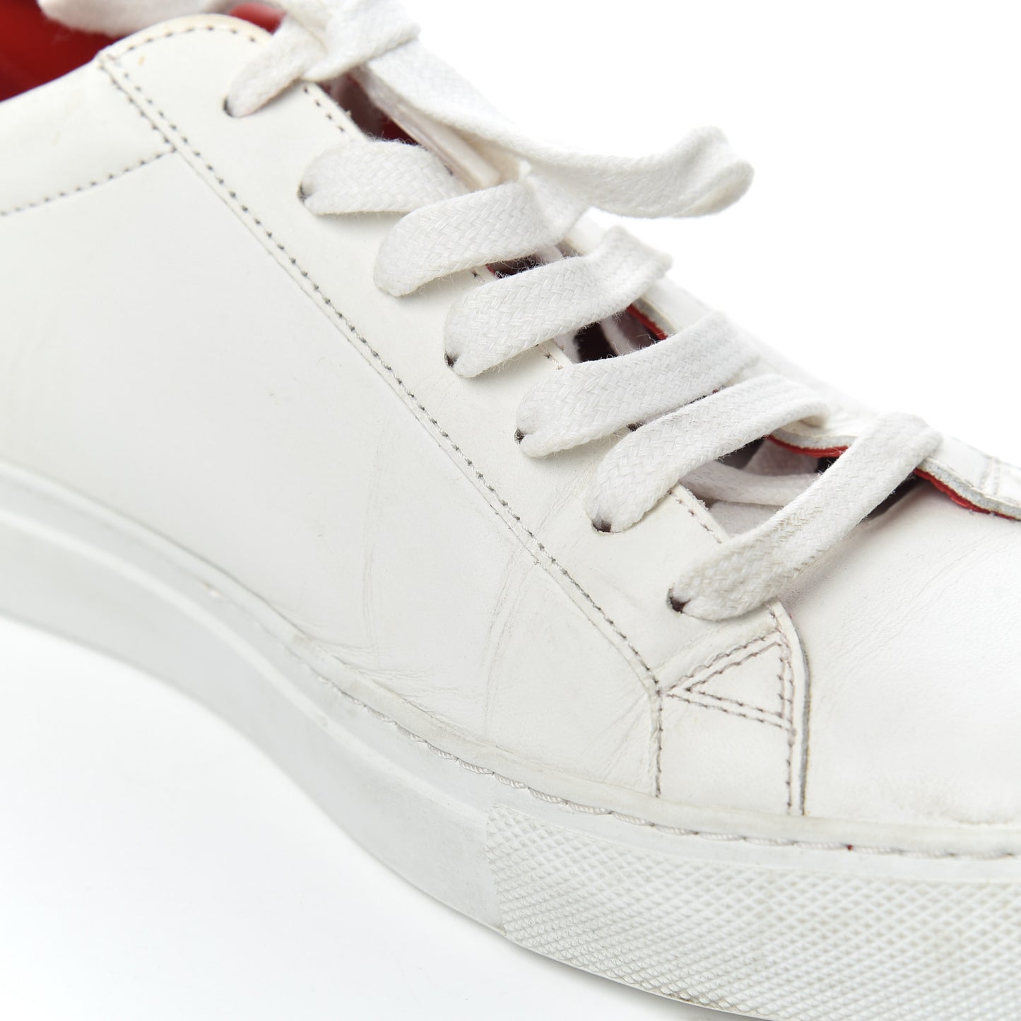 Calfskin Womens Urban Street Sneakers 38 White Red