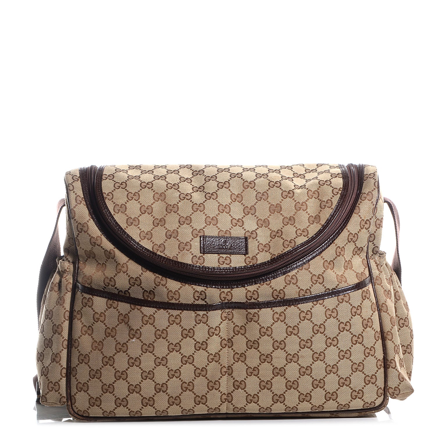 Gucci Monogram Natural Pigskin Large Diaper Bag Beige Ebony Cocoa Dark Chocolate 1 of 8