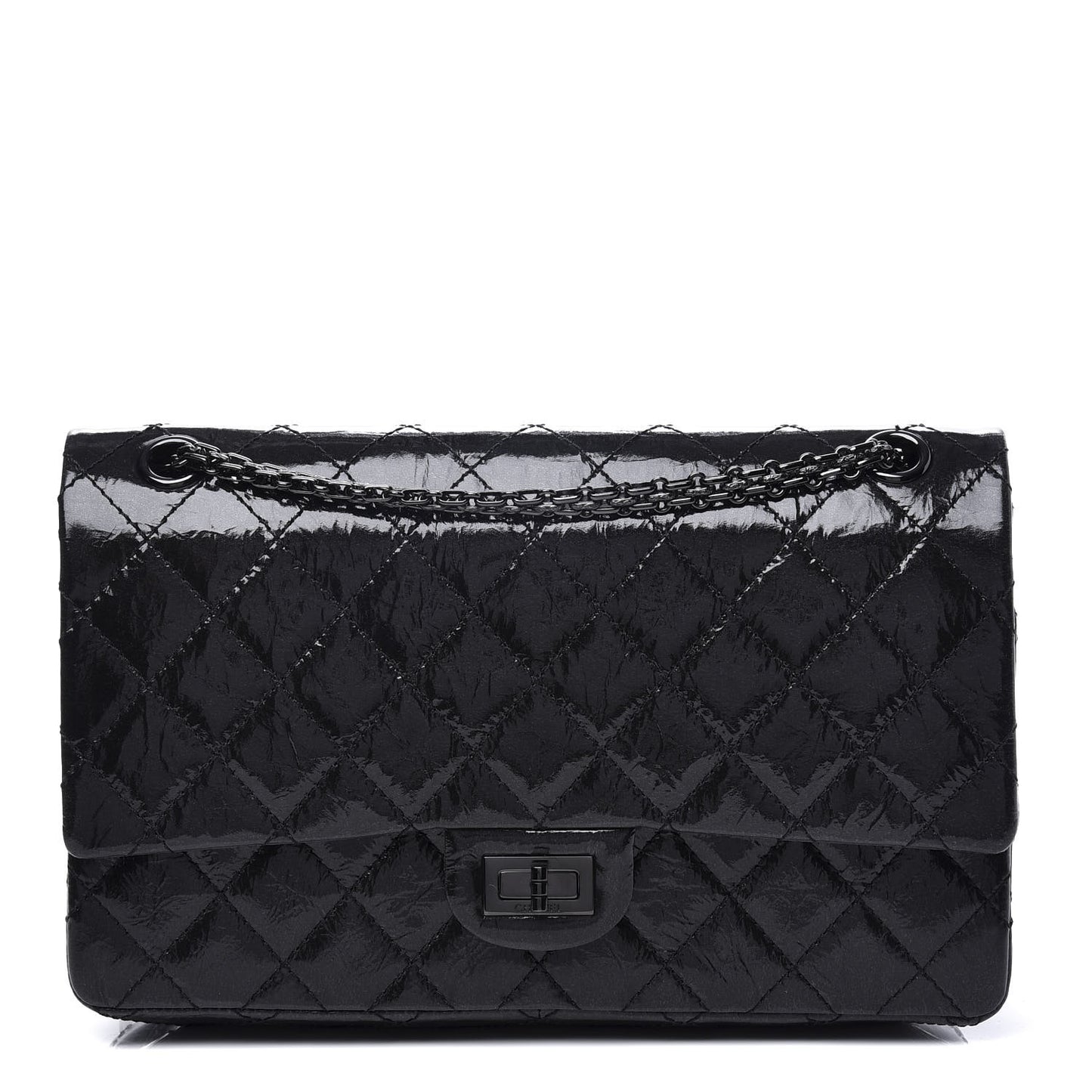 Distressed Patent Quilted 2.55 Reissue 226 Flap So Black