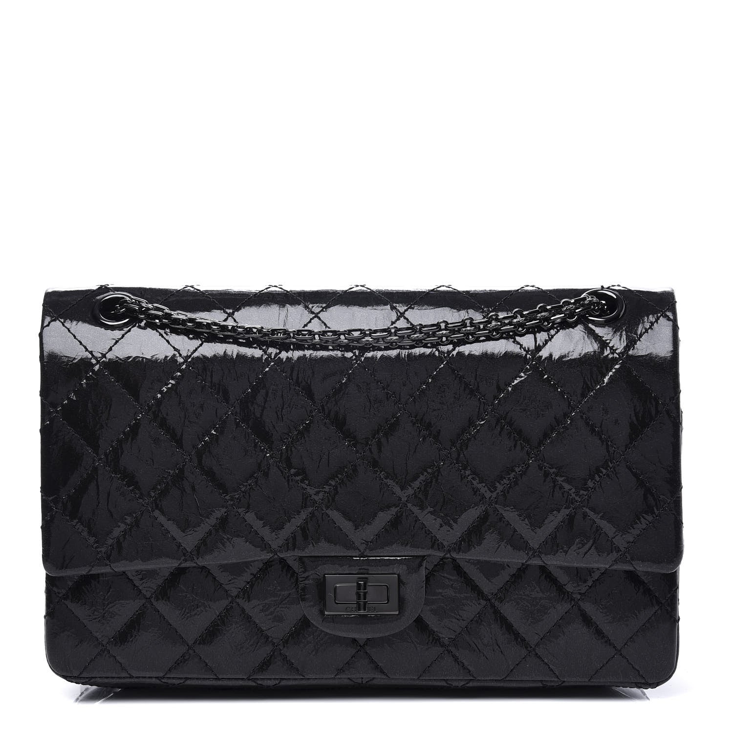 Chanel Distressed Patent Quilted 2.55 Reissue 226 Flap So Black 1 of 13