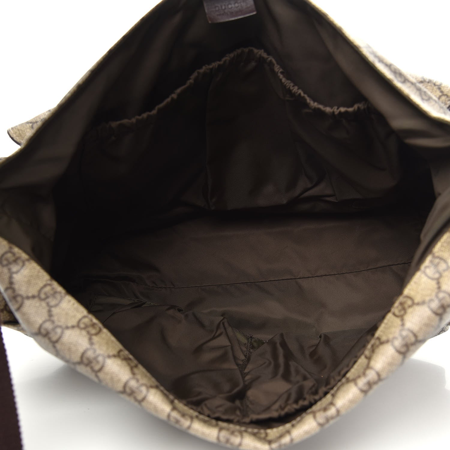 Gucci GG Supreme Monogram Selleria Calfskin Messenger Diaper Bag Beige Ebony Cocoa Dark Chocolate 5 of 16