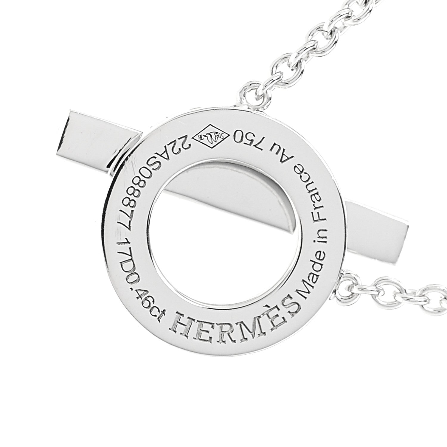 Hermes 18K White Gold Diamond Finesse Pendant Necklace 6 of 7