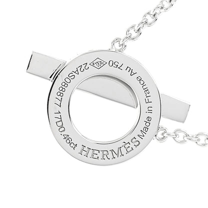 Hermes 18K White Gold Diamond Finesse Pendant Necklace 6 of 7