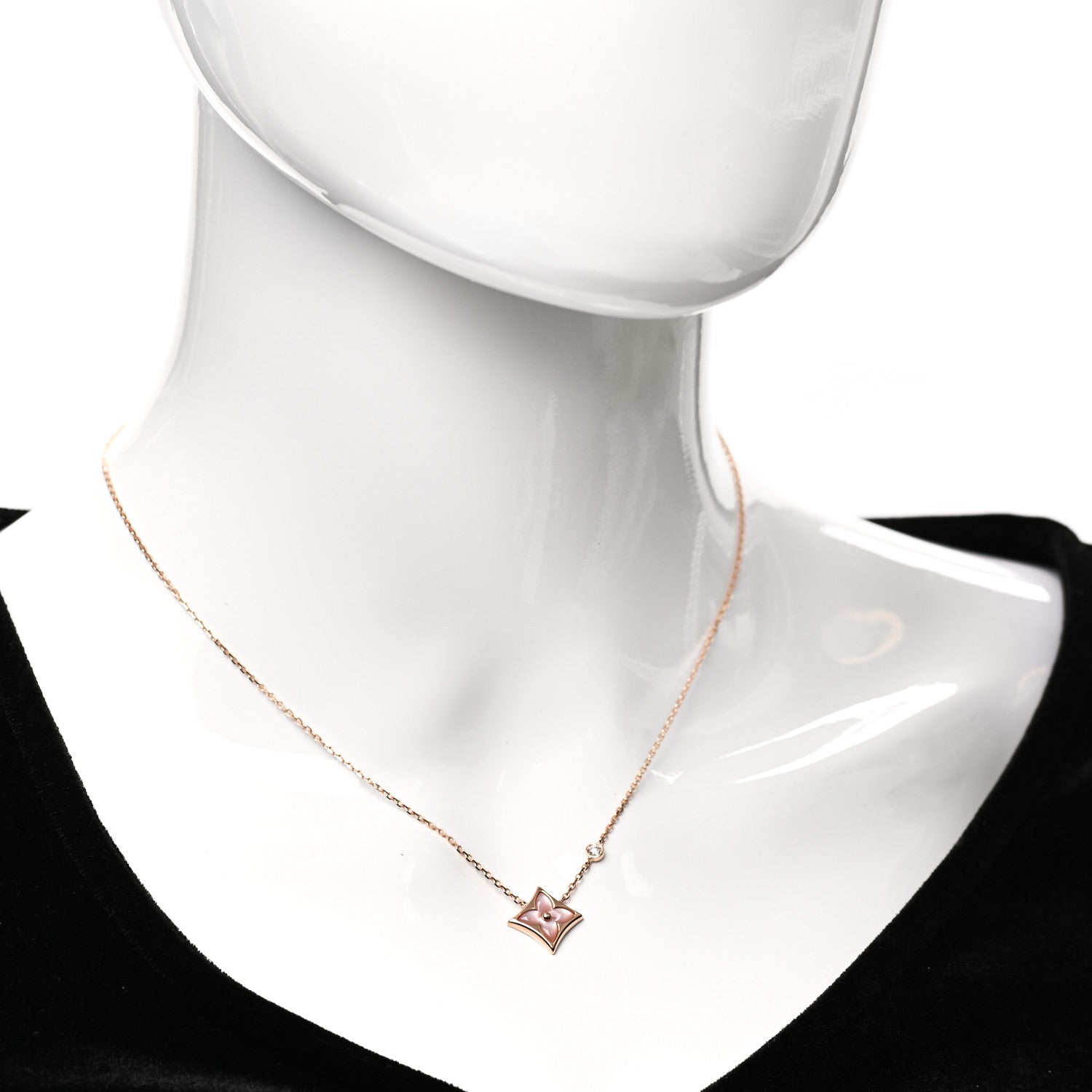Louis Vuitton 18K Pink Gold Diamond Pink Mother of Pearl Color Blossom BB Star Pendant Necklace 2 of 5