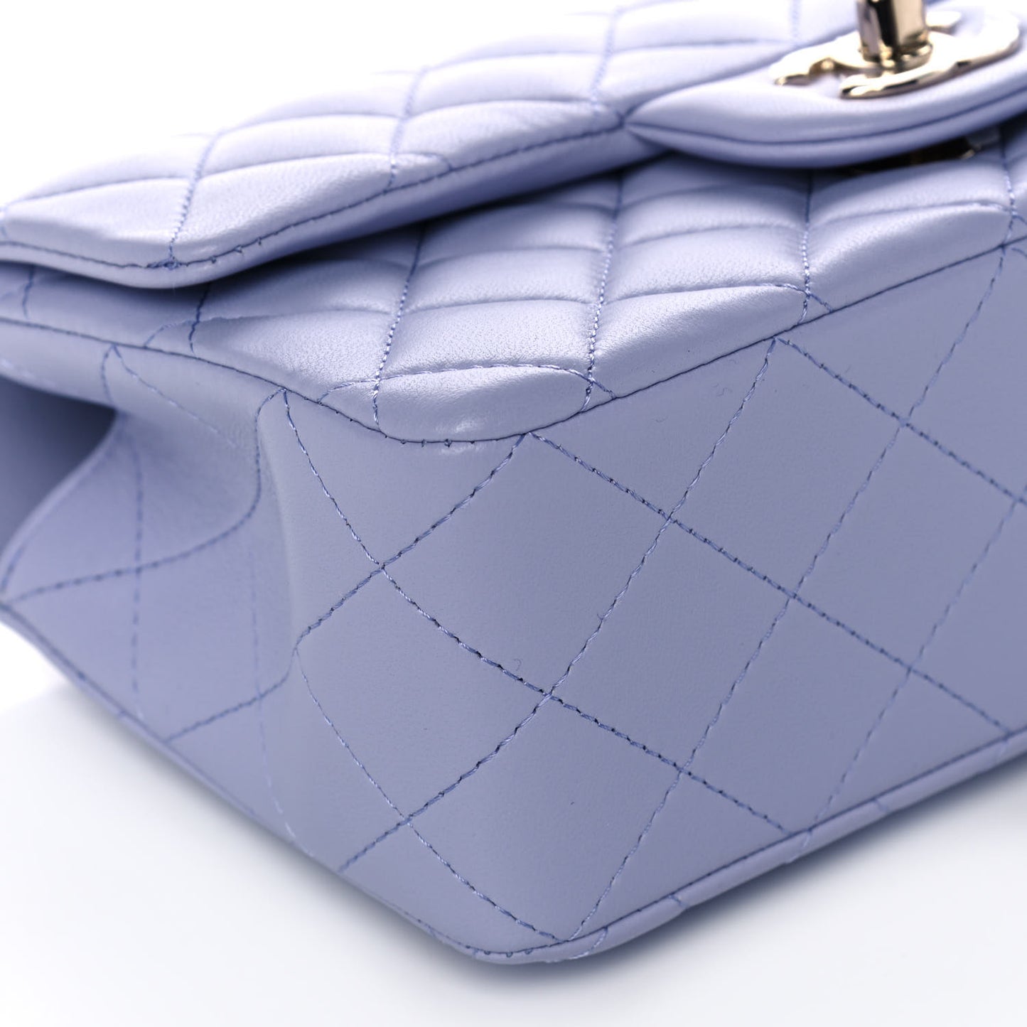 Lambskin Quilted Mini Top Handle Rectangular Flap Light Purple