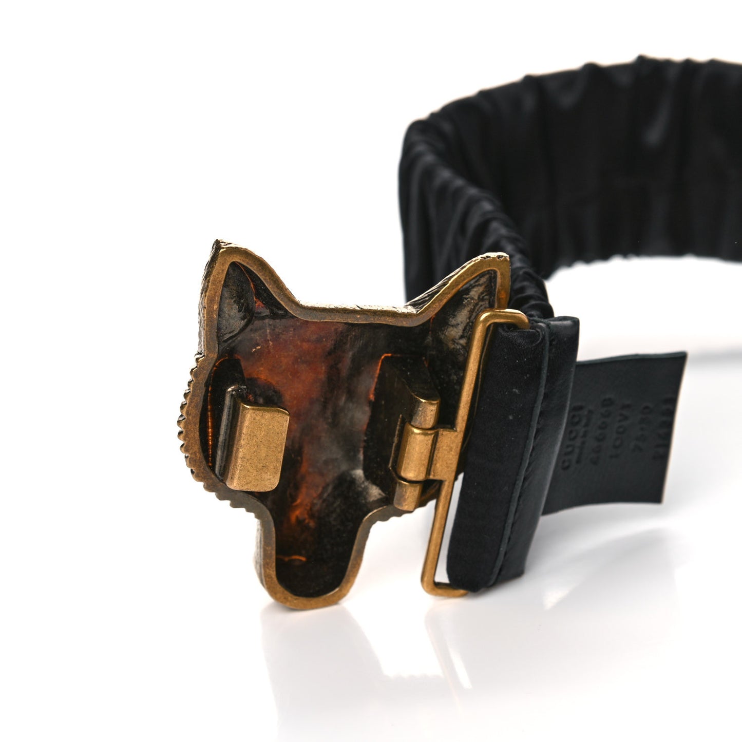 Satin Fox Head Buckle Belt Black 75 30