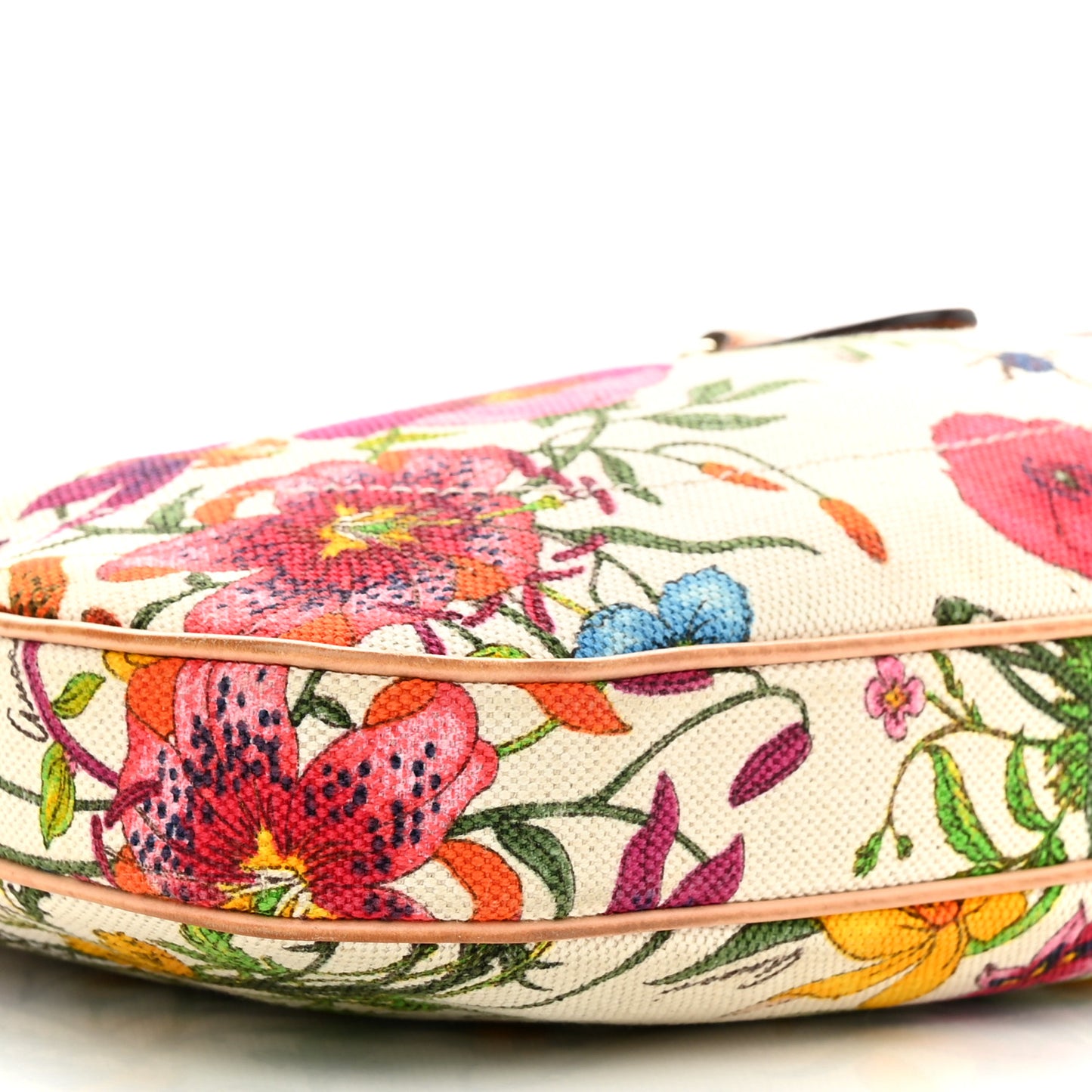 Canvas Beaded Floral Flora Small Jackie O Hobo White