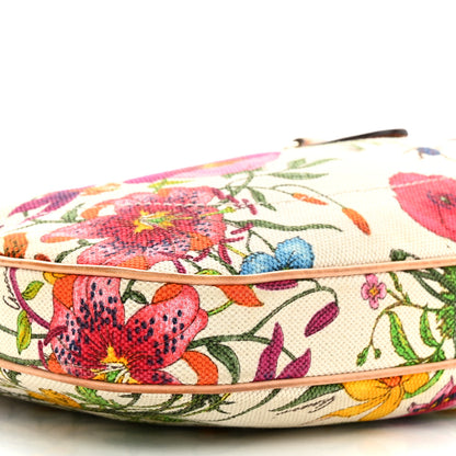 Gucci Canvas Beaded Floral Flora Small Jackie O Hobo White 9 of 17