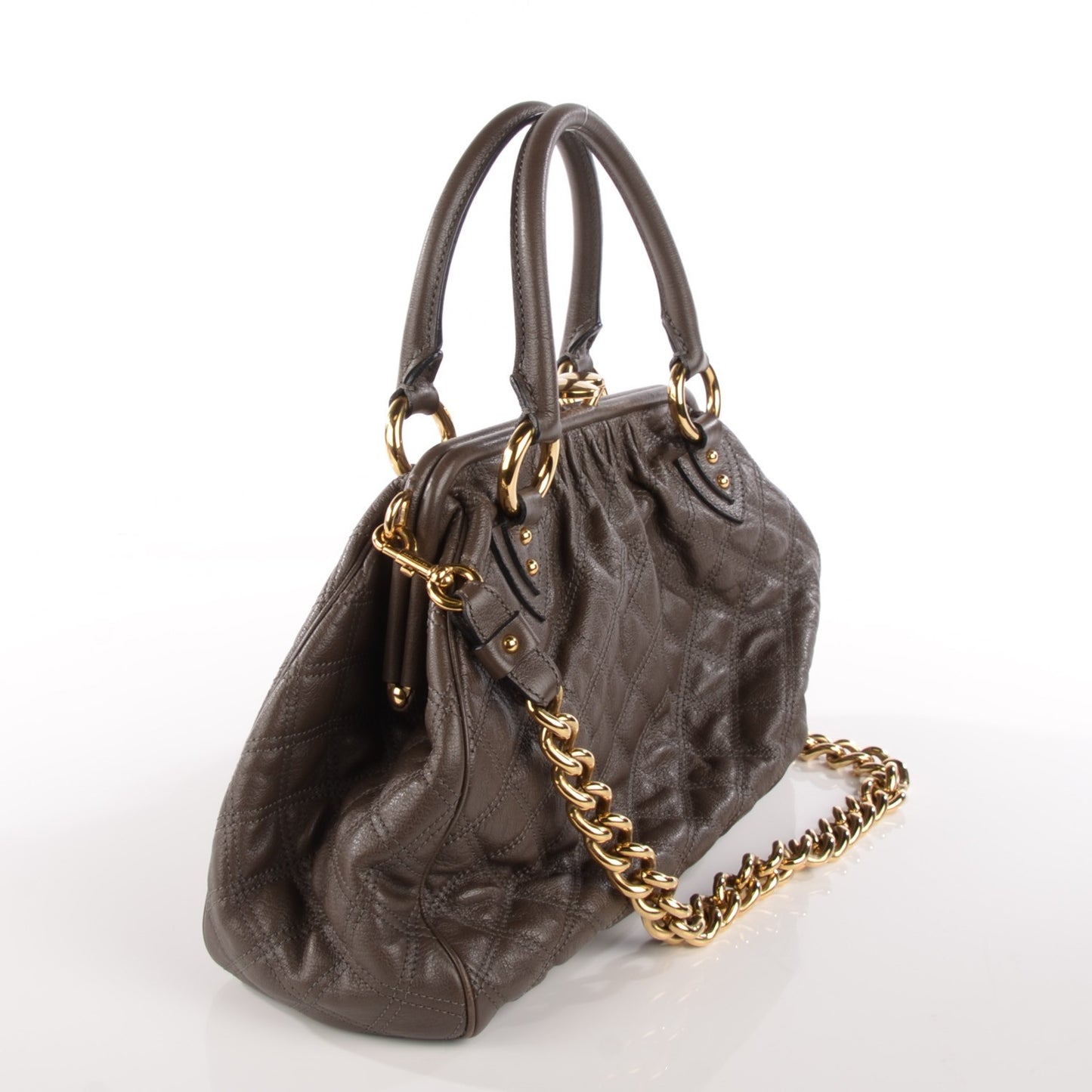 Calfskin Quilted Stam Dark Grey