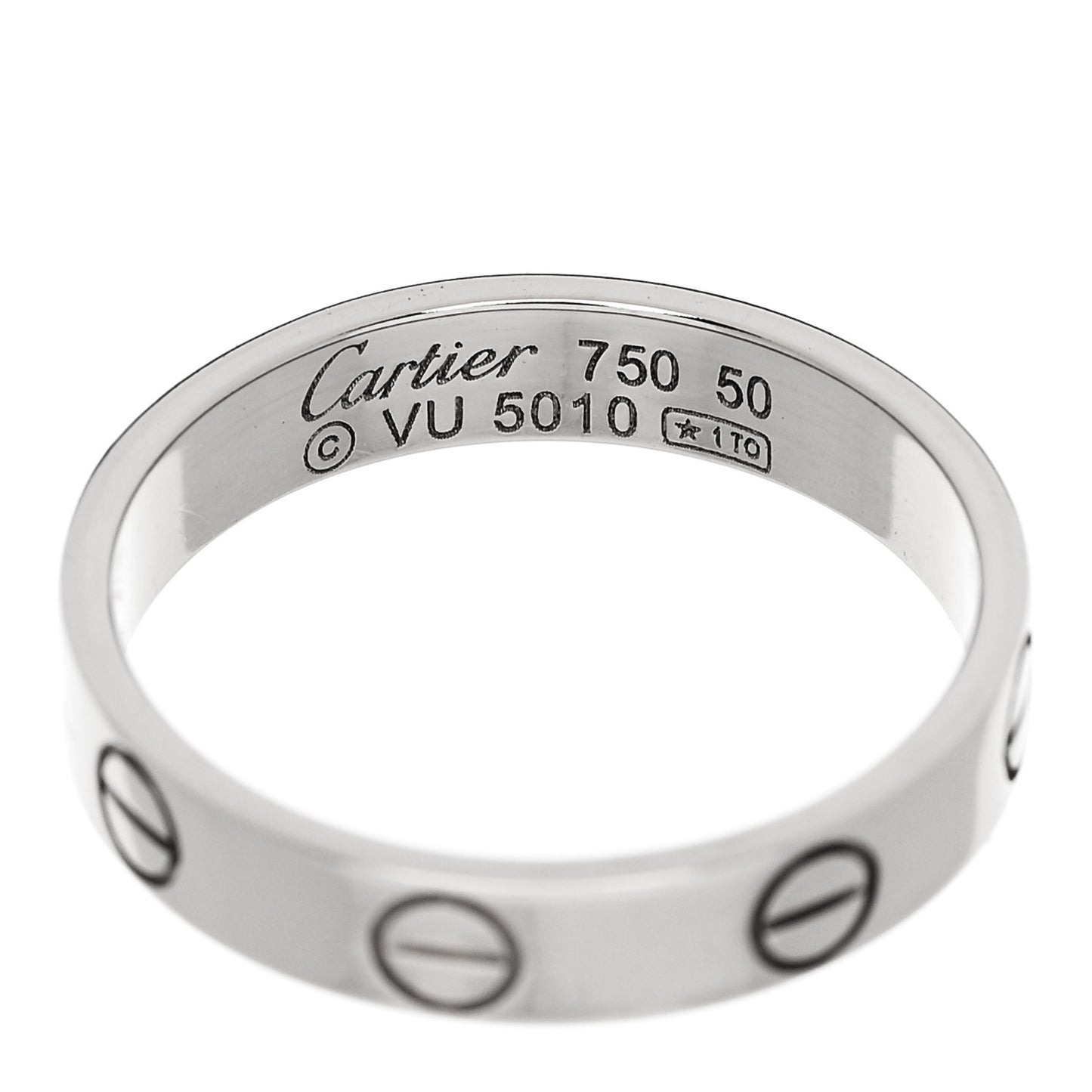 18K White Gold 3.5mm LOVE Wedding Band Ring 50 5.25