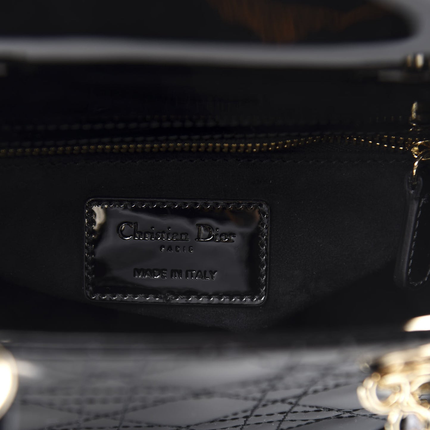 Patent Cannage Small Lady Dior Black