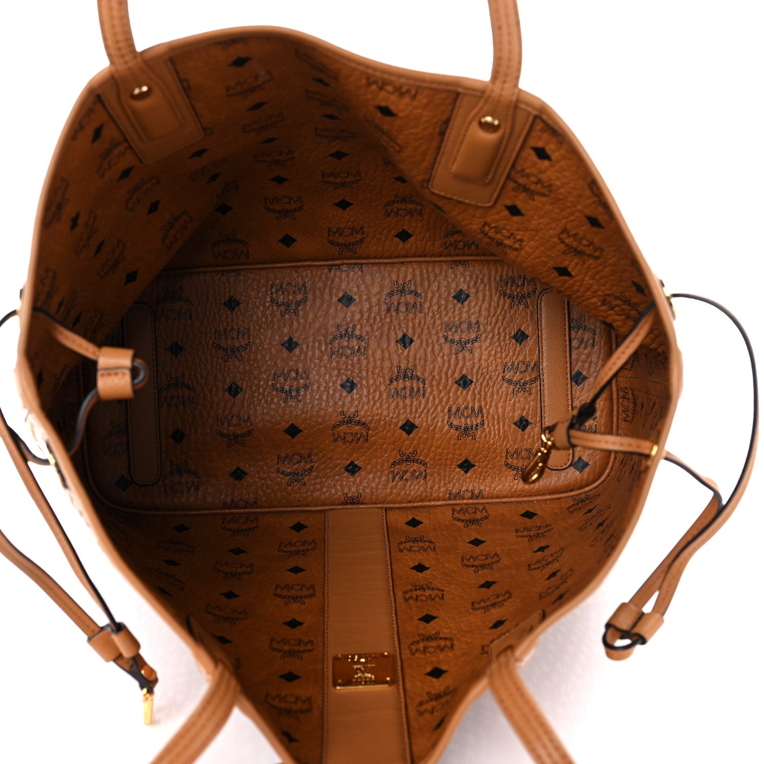 MCM Visetos Medium Project Reversible Shopper Tote Cognac 12 of 20