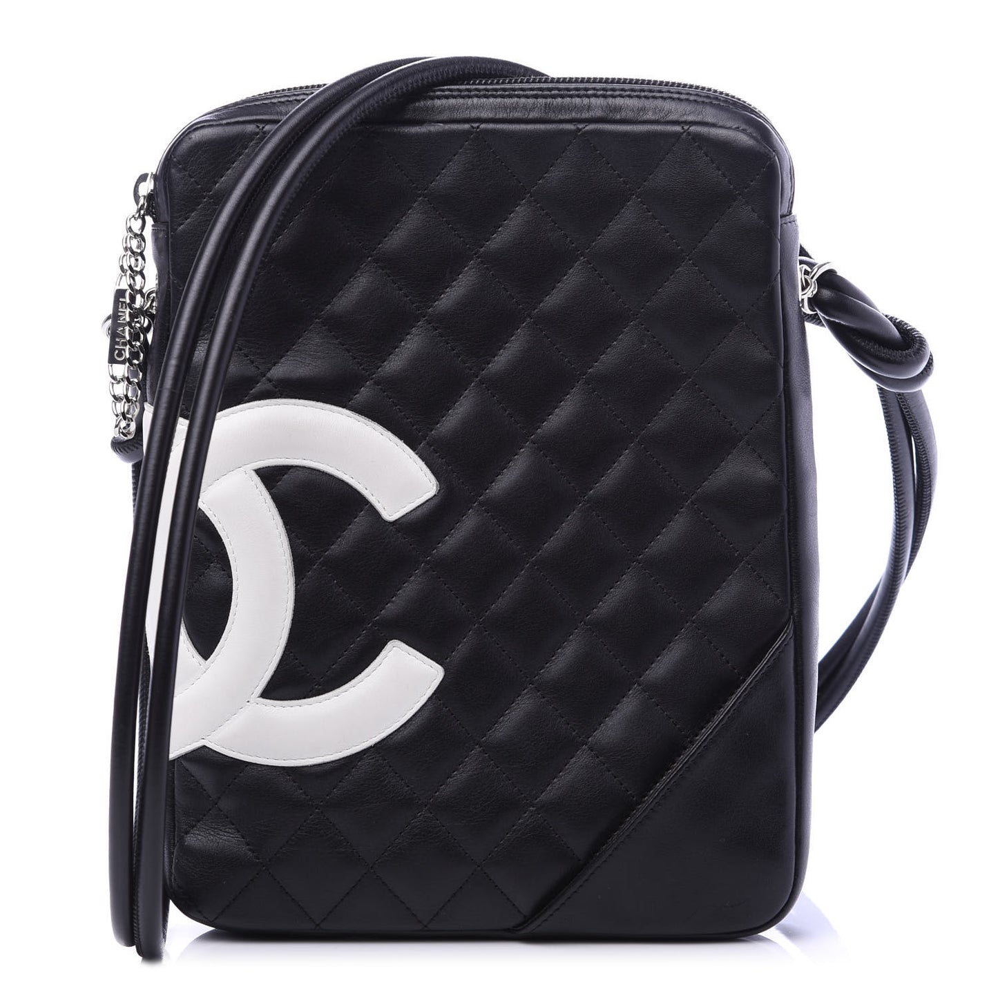 Calfskin Quilted Medium Cambon Messenger Black White