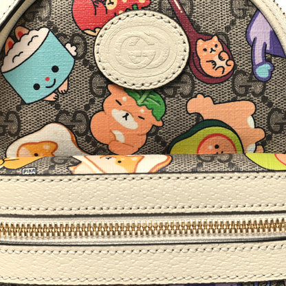 Gucci X PIKARAR GG Supreme Monogram Textured Dollar Calfskin Animal Print Retro Interlocking G Multi-Function Bag Beige Ebony Multicolor Mystic White 9 of 12