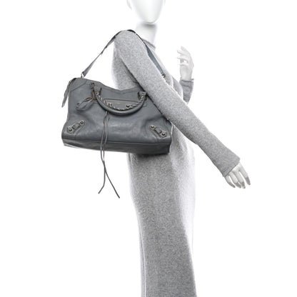 Balenciaga Chevre Silver Metallic Edge Hardware City Bleu Acier 2 of 14