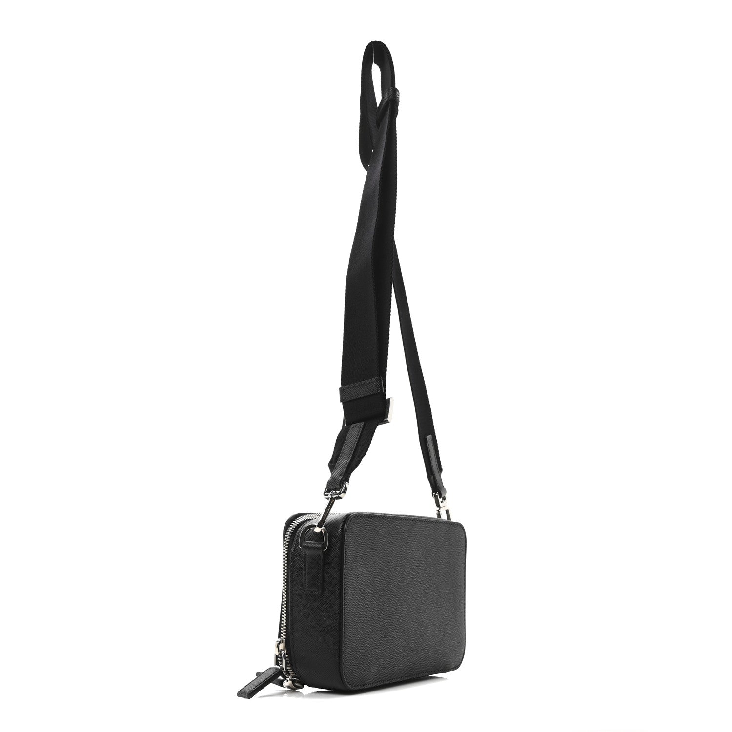 Prada Saffiano Travel Small Brique Crossbody Bag Black 3 of 9