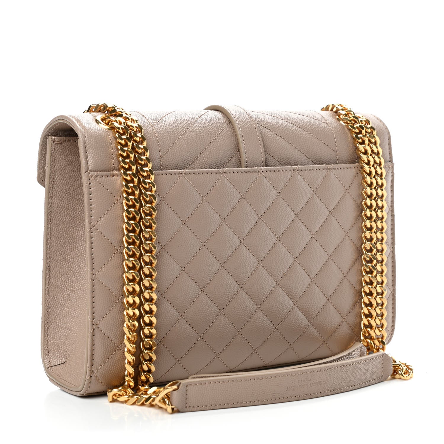 Saint Laurent Grain De Poudre Textured Mixed Matelasse Medium Triquilt Monogram Satchel Dark Beige 2 of 4
