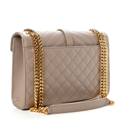 Saint Laurent Grain De Poudre Textured Mixed Matelasse Medium Triquilt Monogram Satchel Dark Beige 2 of 4