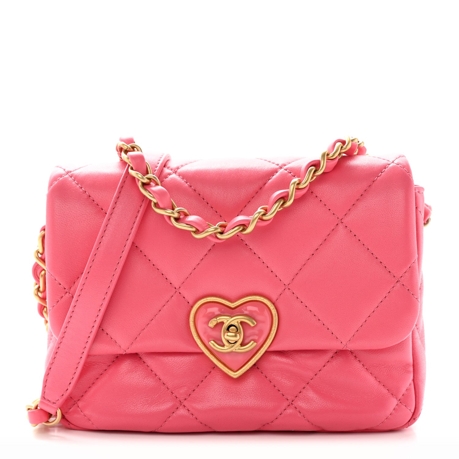 Chanel Lambskin Plexiglass Quilted Coco Love Mini Flap Pink 1 of 12