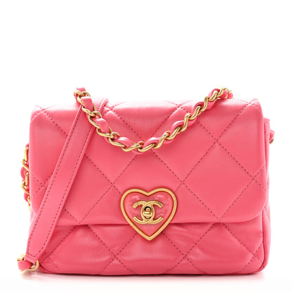 Chanel Lambskin Plexiglass Quilted Coco Love Mini Flap Pink 1 of 12