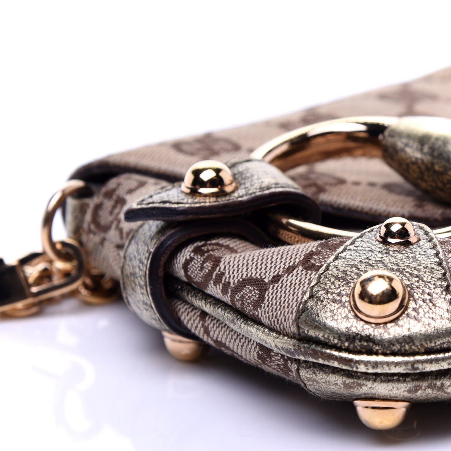 Monogram Horsebit Clutch Gold