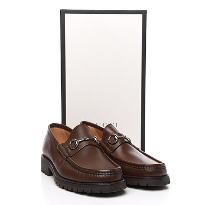 Gucci Laredo Calfskin Mens Horsebit Lug Sole Loafers 9 Brown 9 of 9