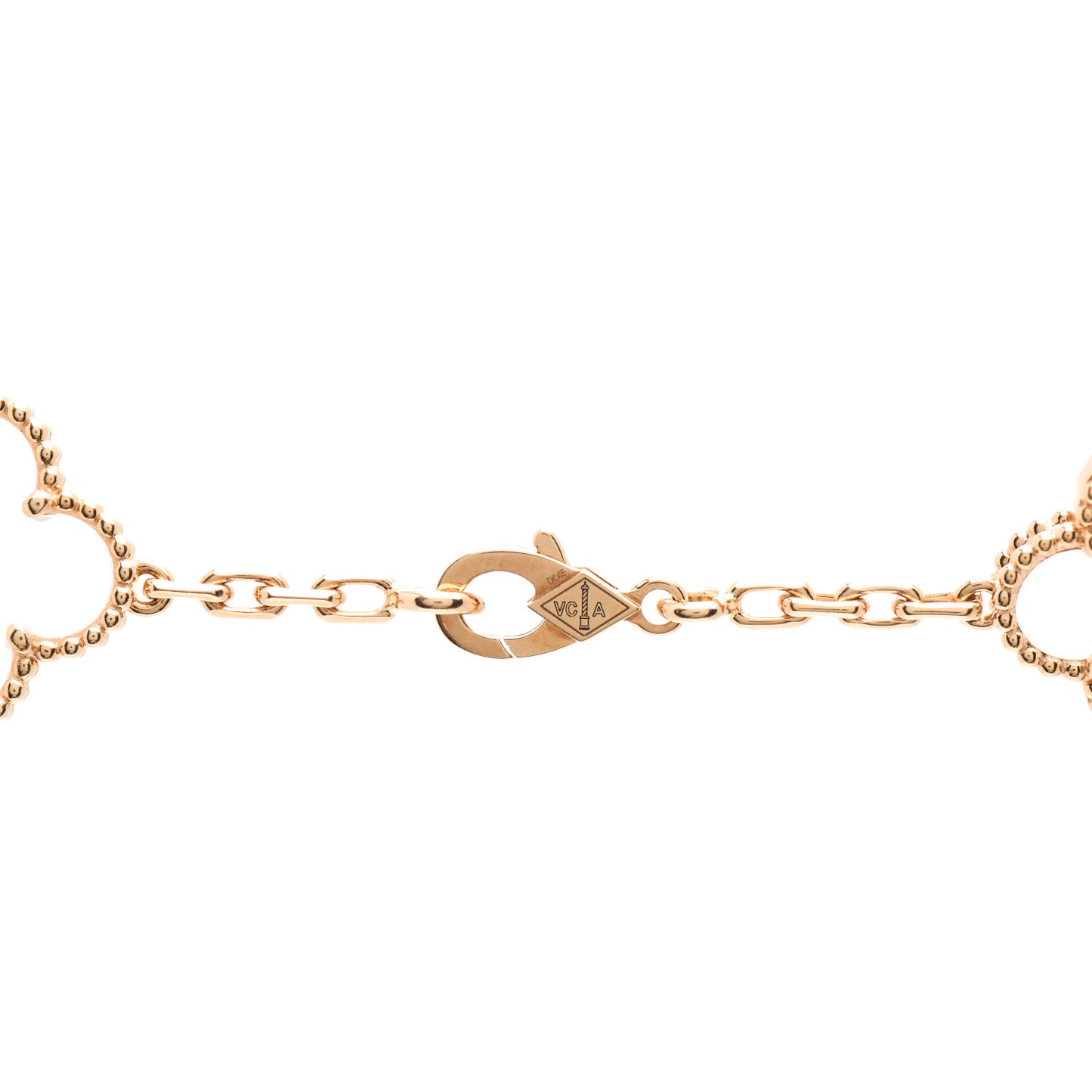 18K Yellow Gold Rock Crystal 20 Motifs Vintage Alhambra Necklace