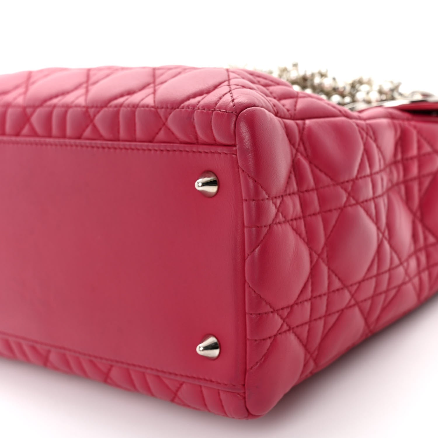 Christian Dior Lambskin Cannage Medium Pearl Lady Dior Dark Pink 9 of 9