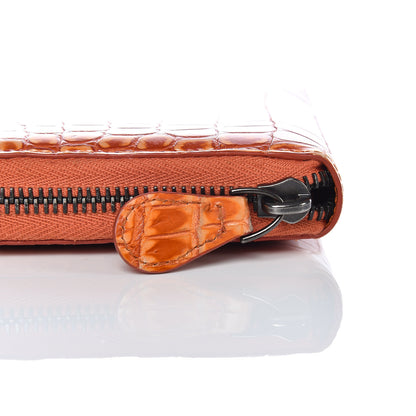 Bottega Veneta Shiny Crocodile Zip Around Wallet Orange 13 of 20