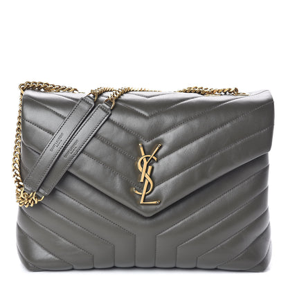 Saint Laurent Calfskin Y Quilted Monogram Medium Loulou Chain Satchel Kaki Fonce 1 of 9