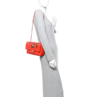 Chanel Patent Calfskin Quilted Valentine Charms Medium Single Flap Red 2 of 10