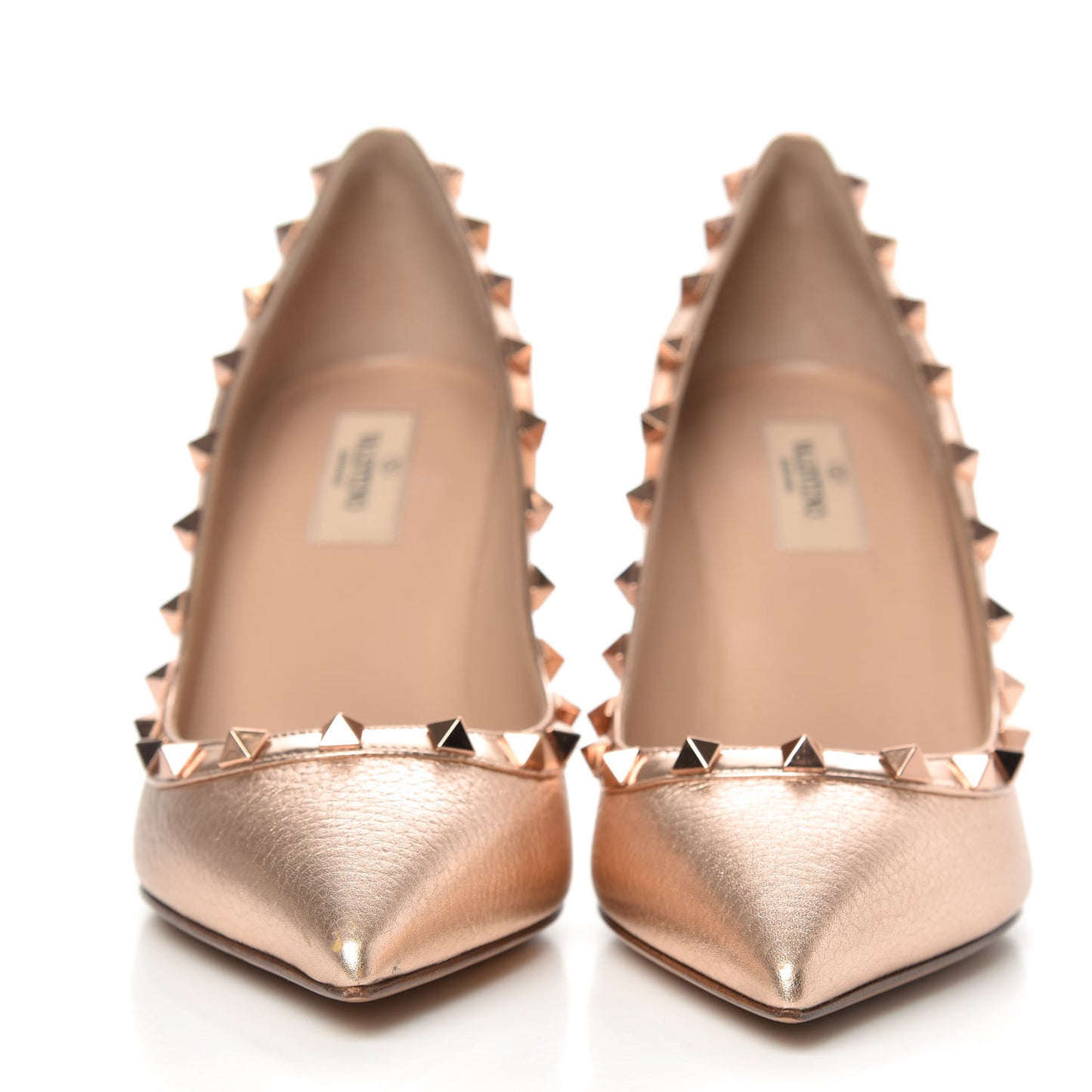 Metallic Pebbled Calfskin Rockstud 85mm Pumps 39.5 Rame