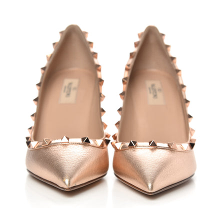 Valentino Garavani Metallic Pebbled Calfskin Rockstud 85mm Pumps 39.5 Rame 2 of 9