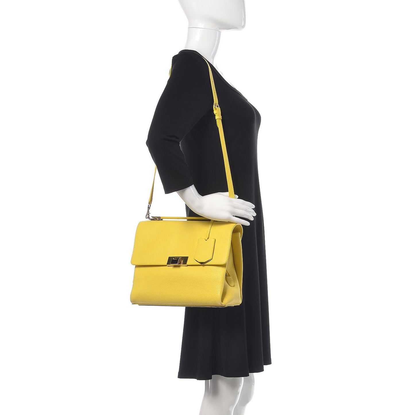 Grained Calfskin Le Dix Small Soft Cartable Jaune Tournesol