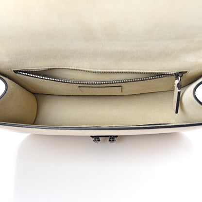 Valentino Garavani Craquele Calfskin Medium Glam Lock Rockstud Flap Light Ivory 7 of 12