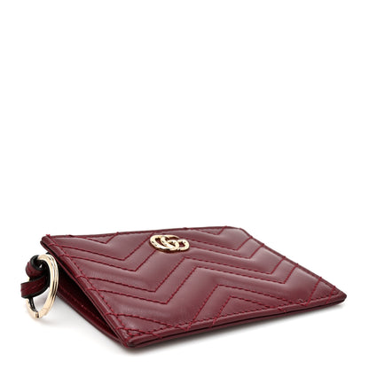 Gucci Lambskin Matelasse GG Marmont Zip Key Pouch Rosso Ancora 4 of 8