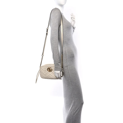 Gucci Calfskin Matelasse Small GG Marmont Chain Shoulder Bag White 2 of 10
