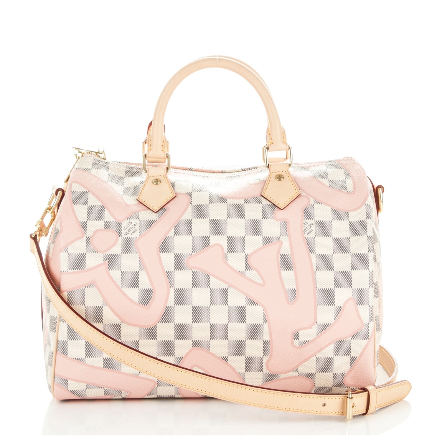 Louis Vuitton Damier Azur Tahitienne Speedy Bandouliere 30 Rose Ballerine 1 of 7