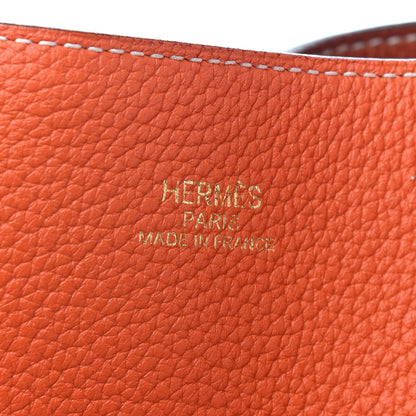 Hermes Taurillon Clemence Double Sens 36 Reversible Tote Orange Sanguine 9 of 16