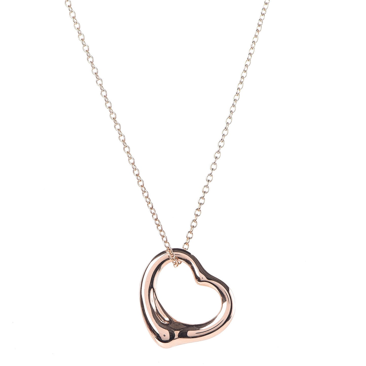 18K Yellow Gold 16mm Elsa Peretti Open Heart Pendant Necklace