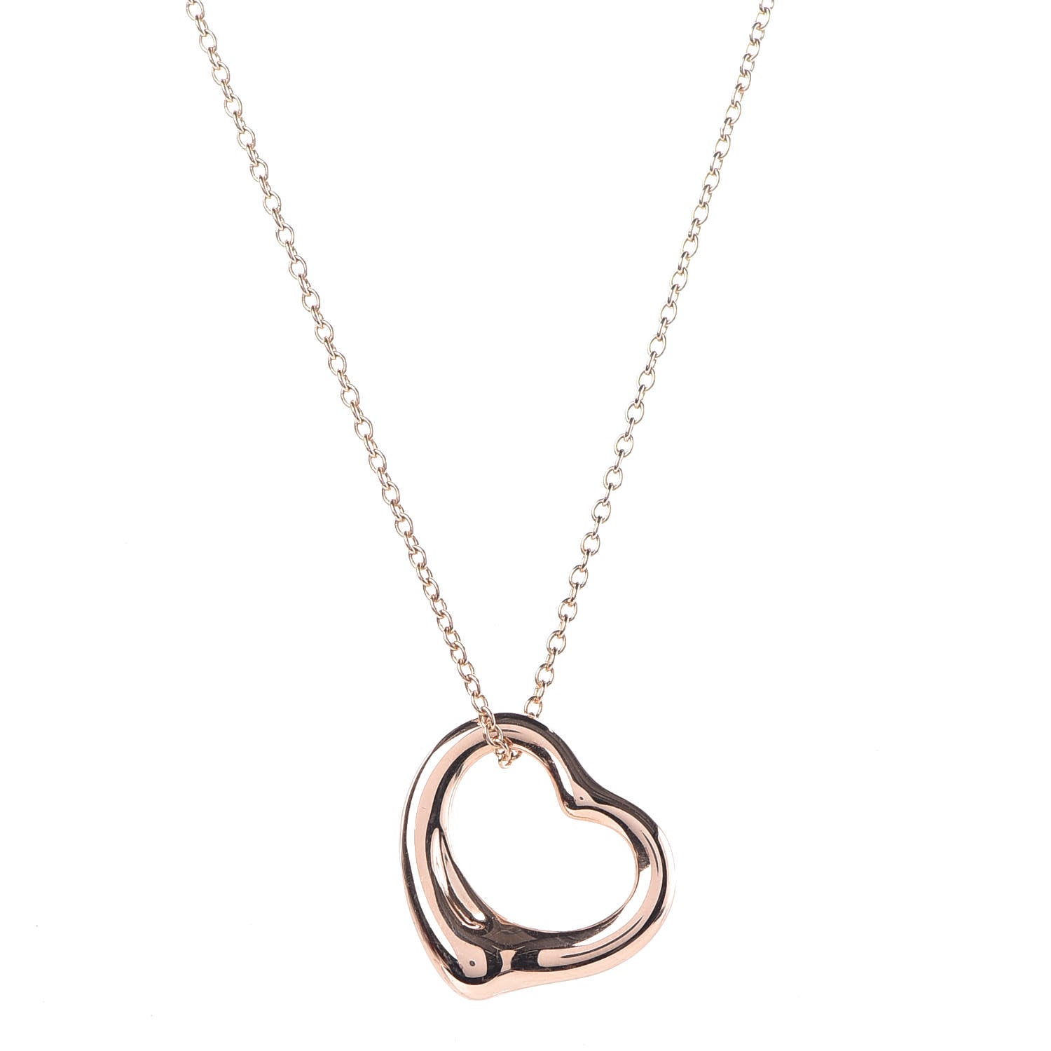 Tiffany 18K Yellow Gold 16mm Elsa Peretti Open Heart Pendant Necklace 4 of 9
