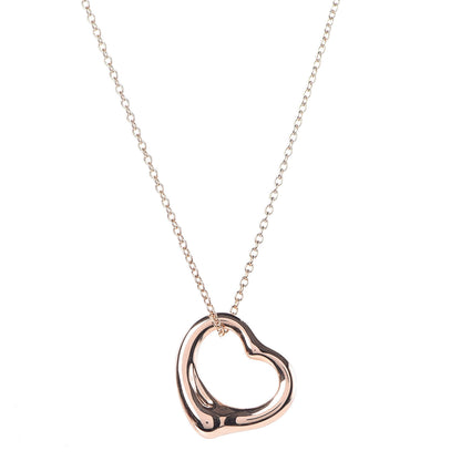 Tiffany 18K Yellow Gold 16mm Elsa Peretti Open Heart Pendant Necklace 4 of 9