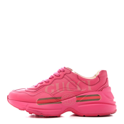 Gucci Calfskin Logo Womens Rhyton Sneakers 35 Box Pink 1 of 11