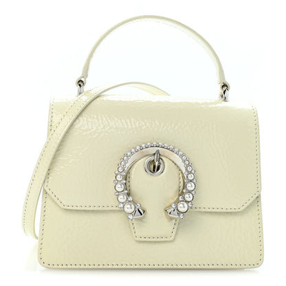 Jimmy Choo Textured Patent Calfskin Small Madeline Satchel Latte 1 of 11